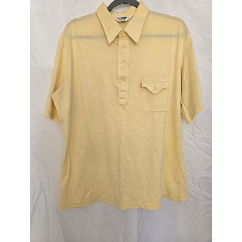 Sears Vintage Yellow Polo Shirt Short Sleeve Dragon Graphic‎ XL